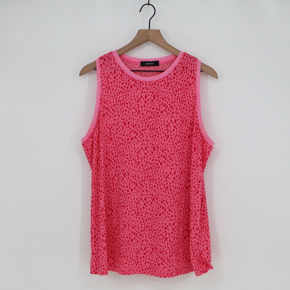 Dokotoo Tank Top Womens XL Animal Print Pink Sleeveless Relaxed Fit Excellent